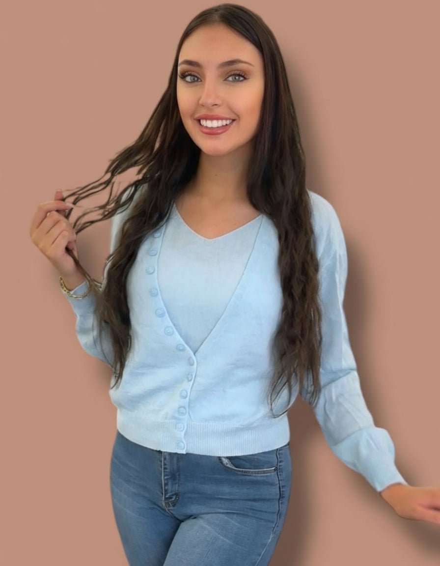 Blue Top With Cardigan