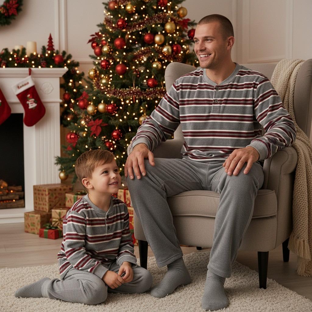 Grey Stripped Fleece Man PJ