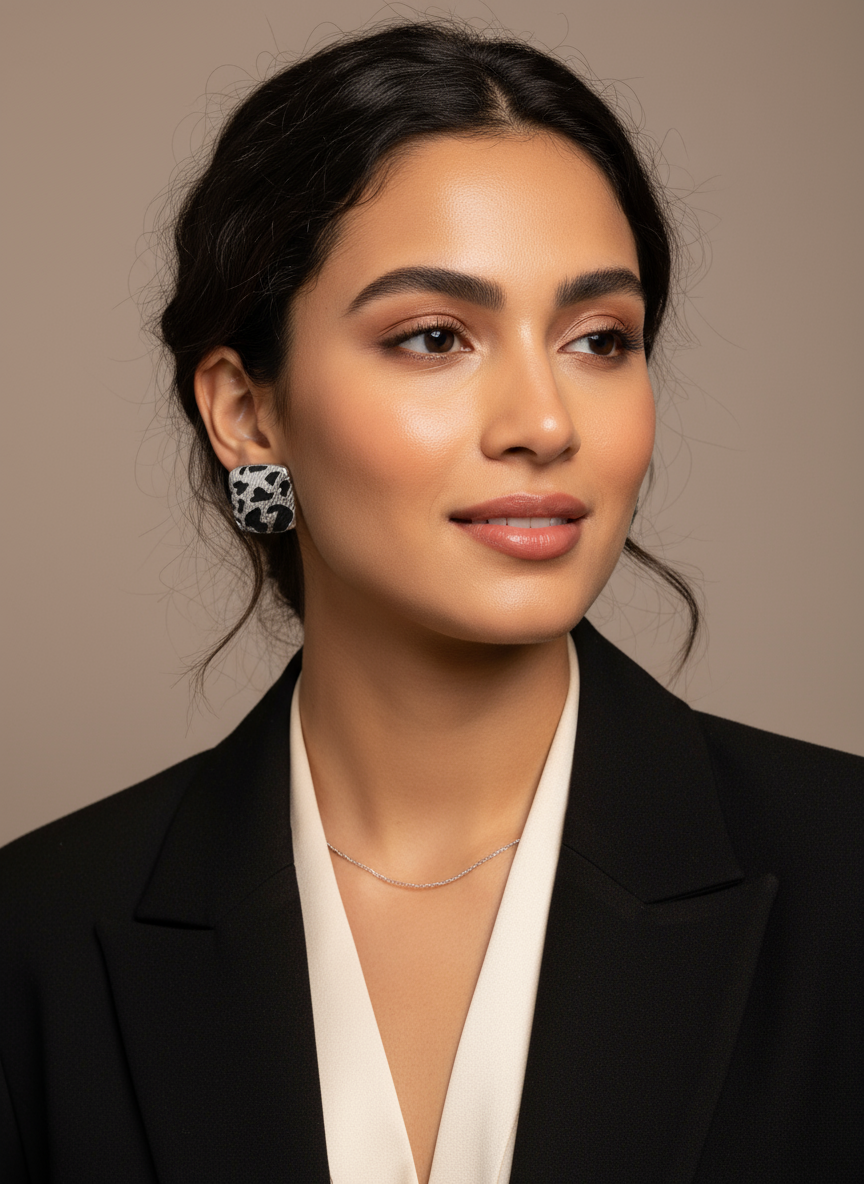 Silver Leopard earring