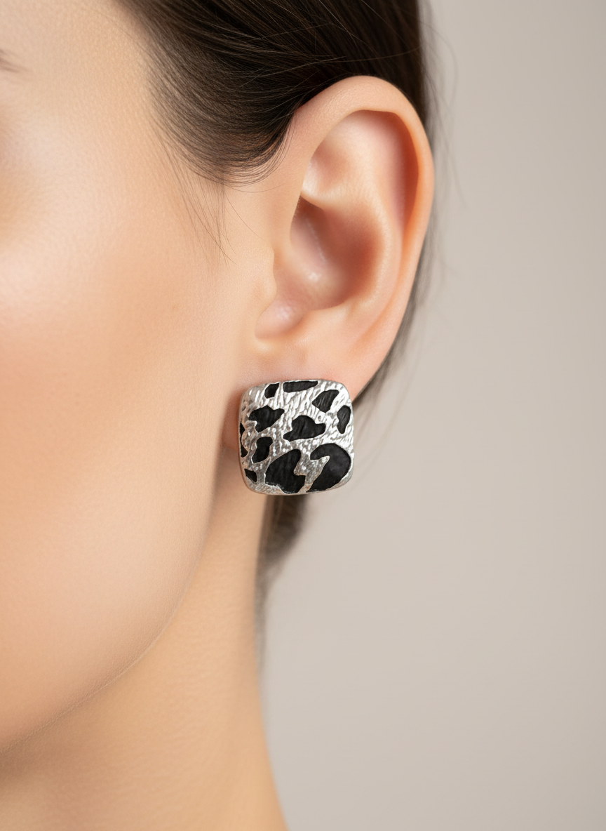 Silver Leopard earring