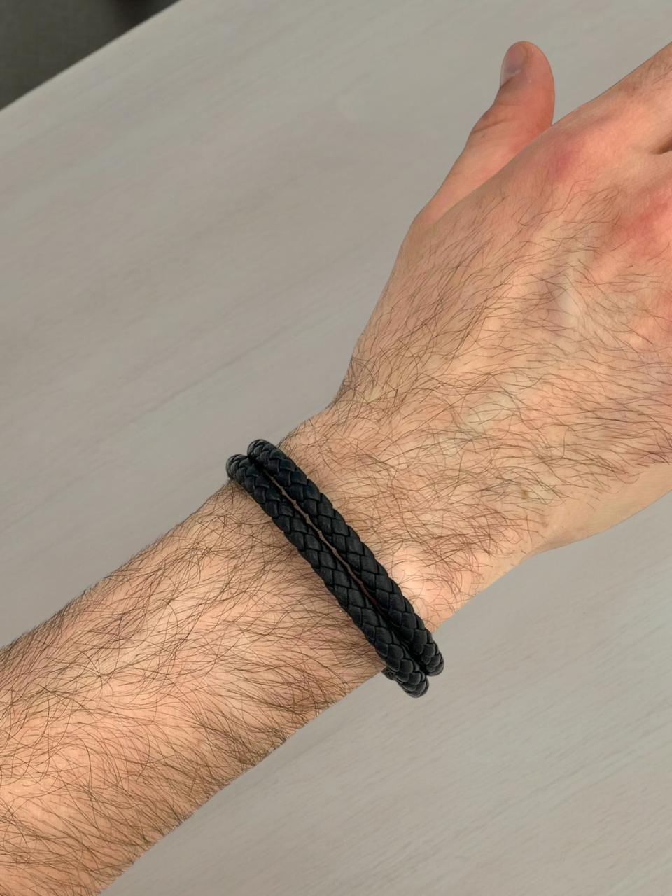 Braided 2-Strand Black Bracelet