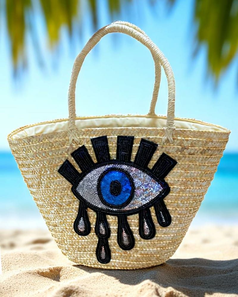 Straw Eye Design Beach Bag 3
