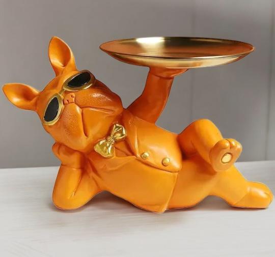 Hip Hop Dog Figurine with Tray – Orange