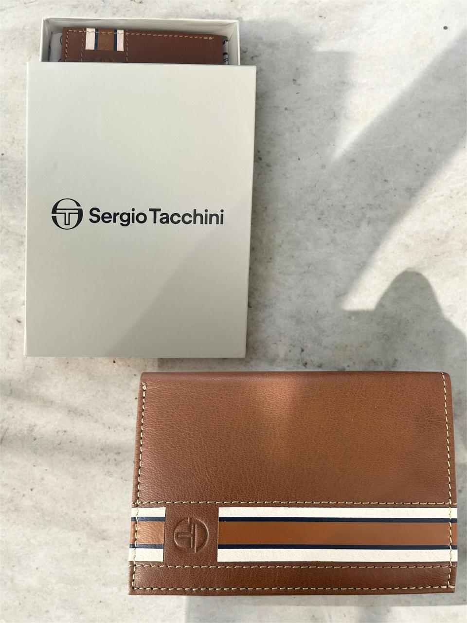 Striped Brown Leather Wallet