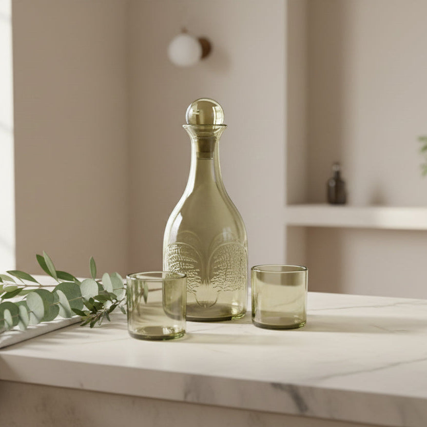Elegant Glass Cup & Bottle Set