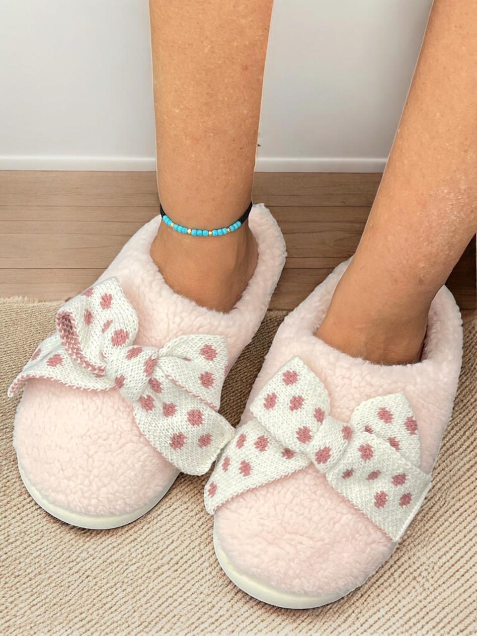 Pink bow slippers