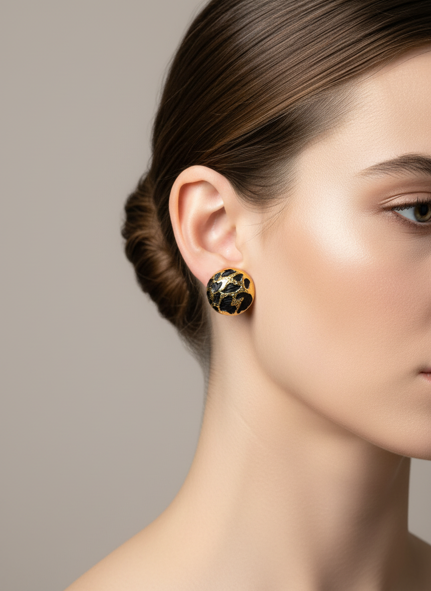 Gold Leopard print earring