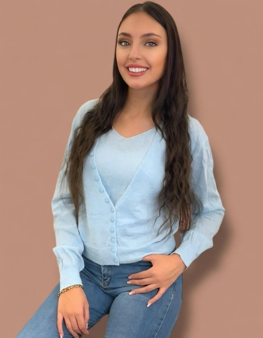 Blue Top With Cardigan