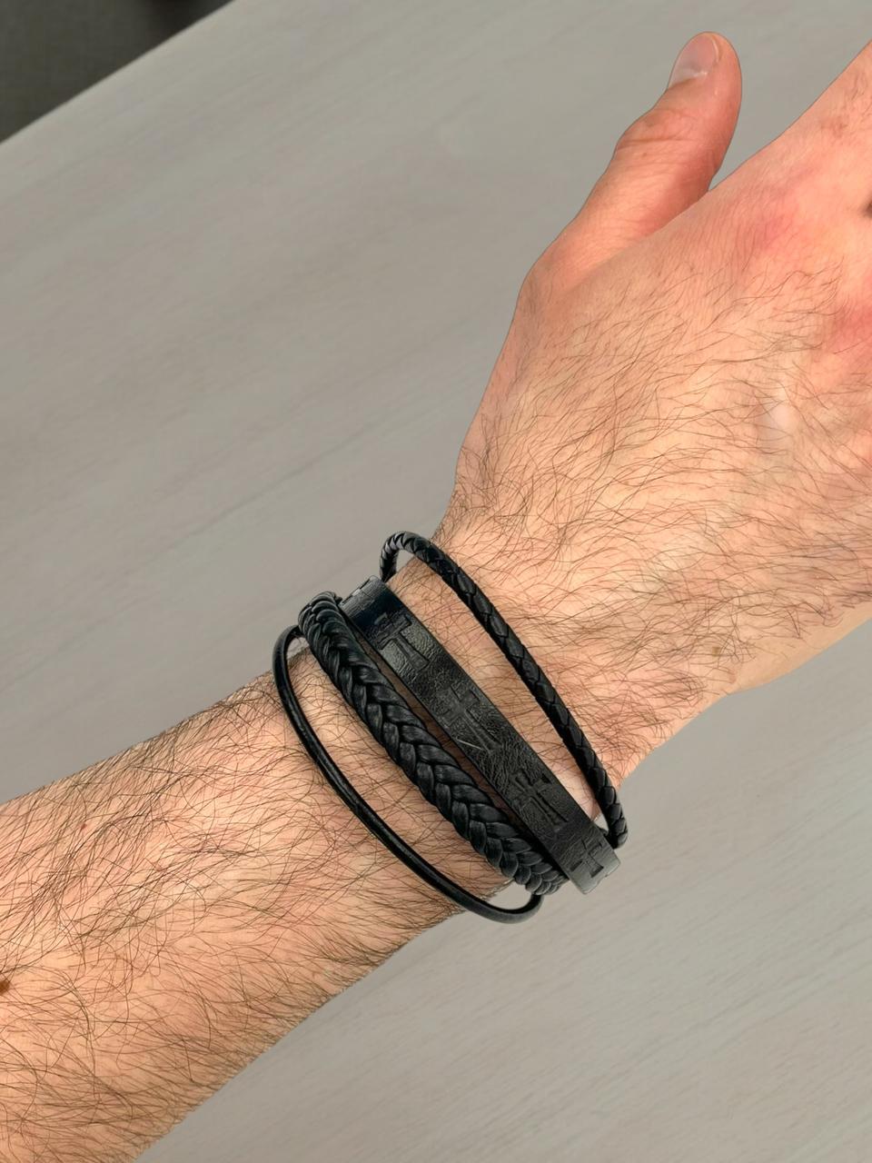 Leather Bracelet with Crosses 1