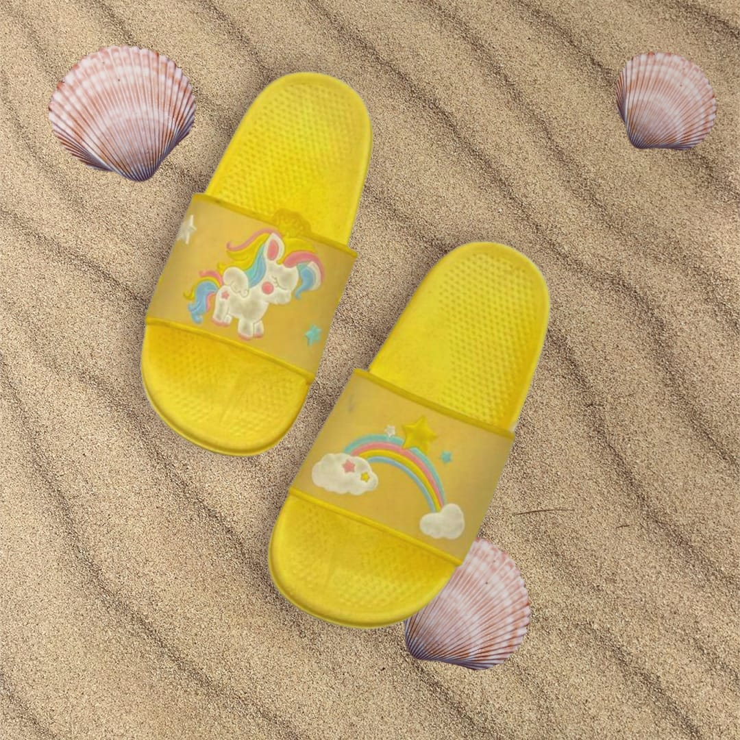 Yellow unicorn slippers