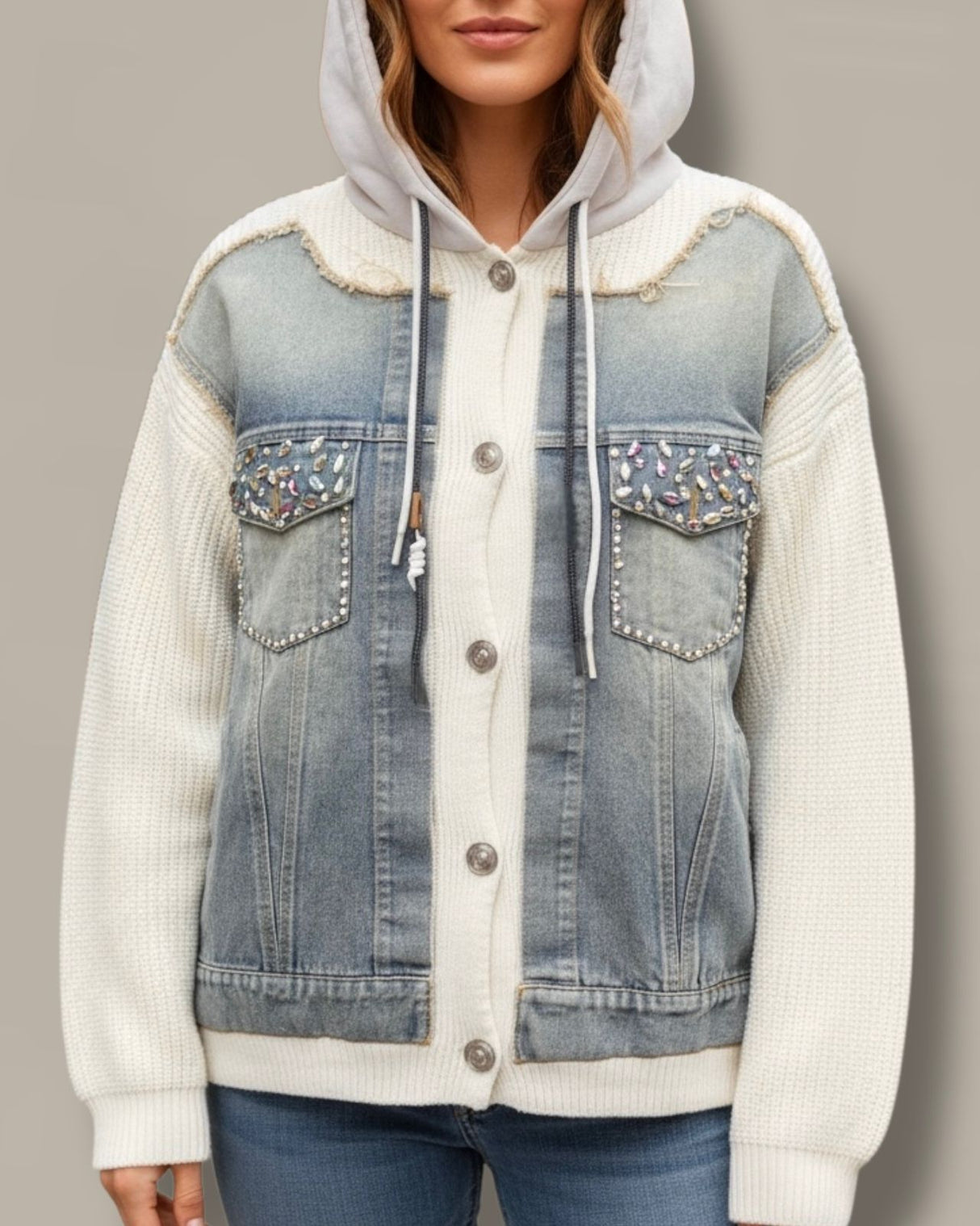 Glam Mix Denim Hoodie