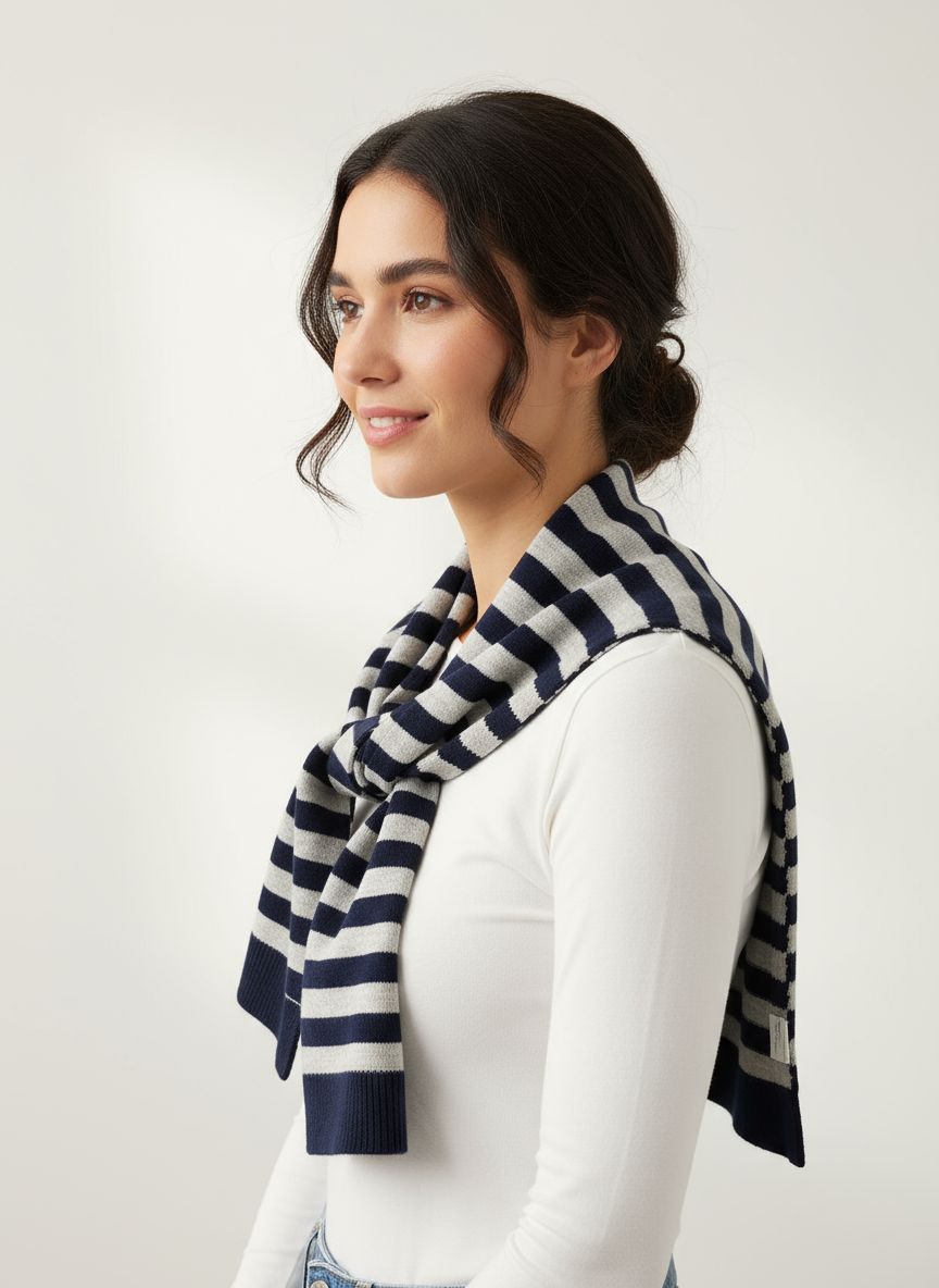 Navy Stripped Scarf