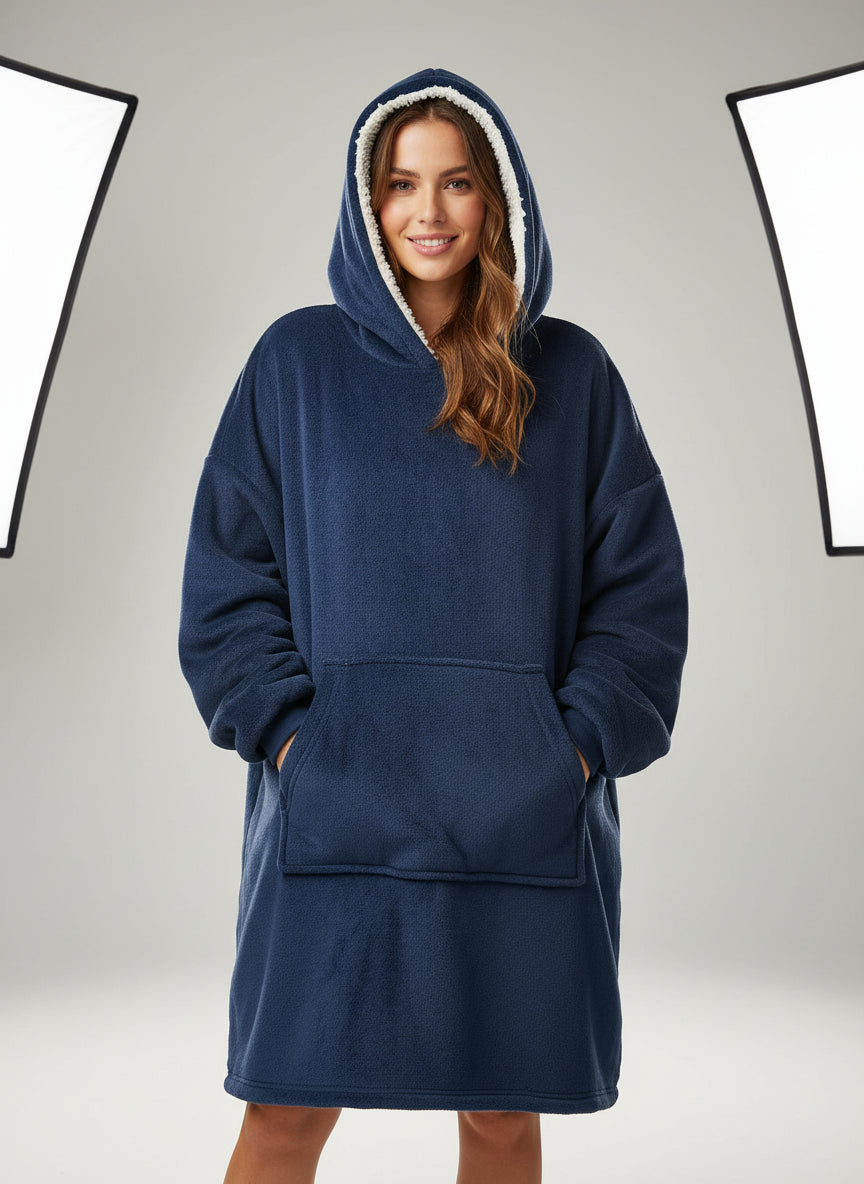 Navy Blue Hooded Blanket
