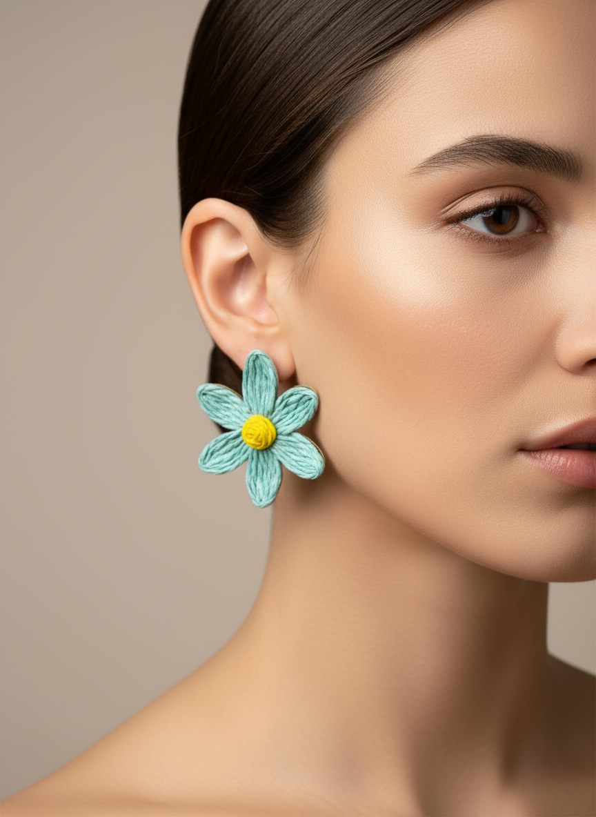Green Flower Earrings
