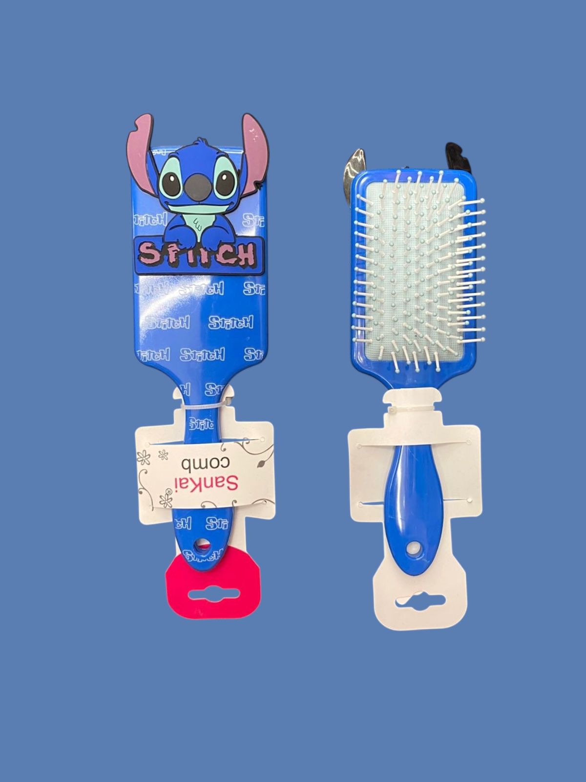 Dark blue stitch hairbrush