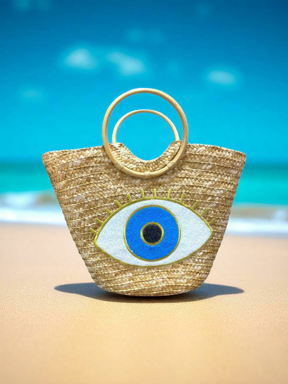 Straw Eye Design Beach Bag 2