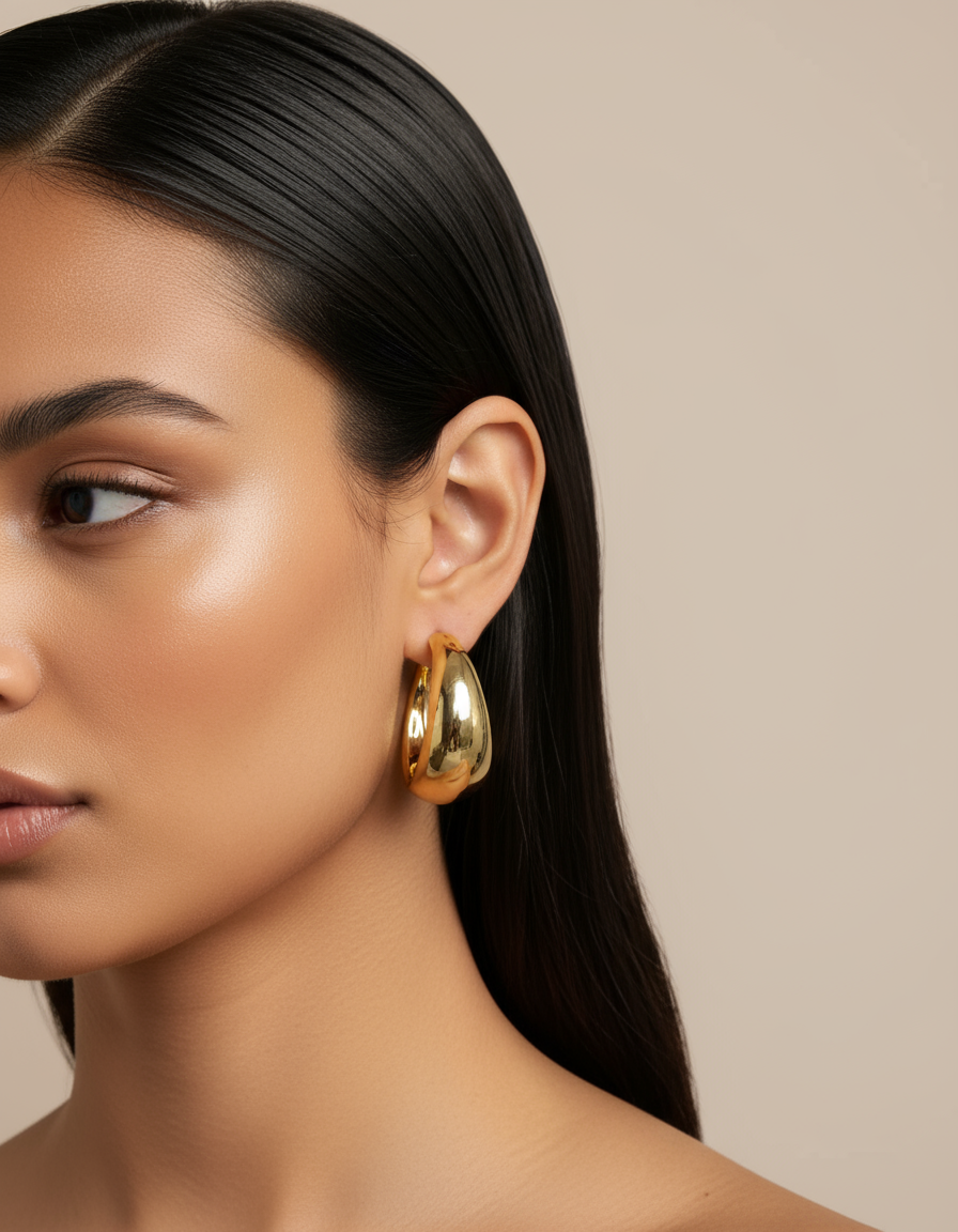 Gold Thick Hoop Earrings