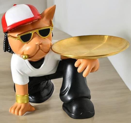 Hip Hop Dog Figurine with Tray