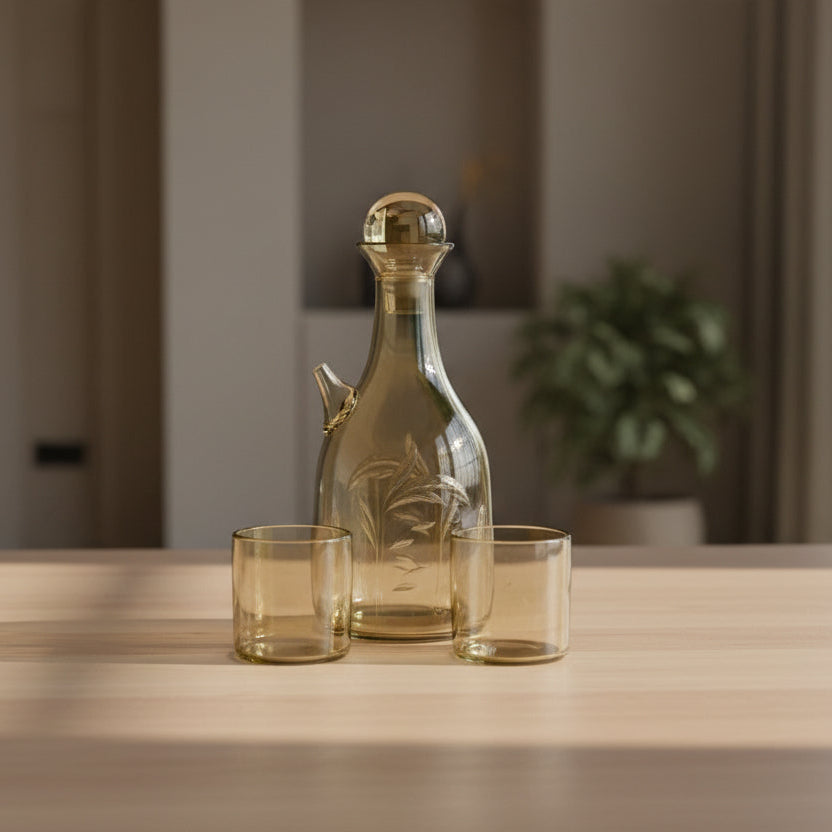 Elegant Glass Cup & Bottle Set