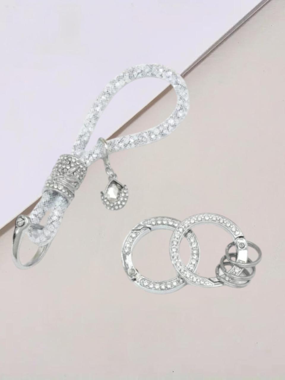 White Rhinestone Keychain