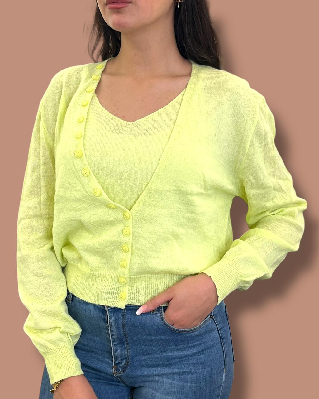 Yellow Top with Cardigan