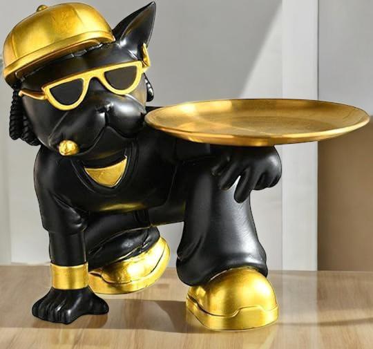 Hip Hop Dog Figurine with Tray