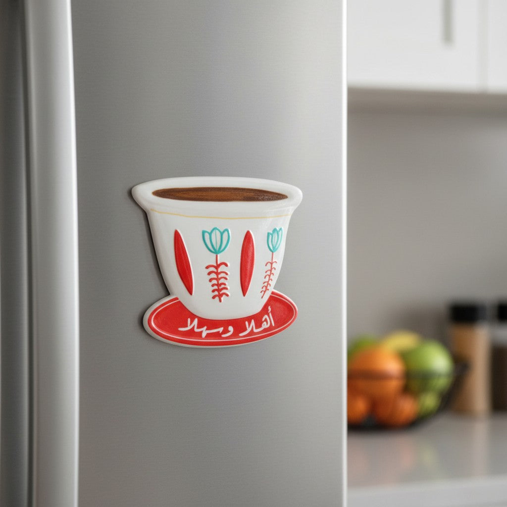 Ahla w Sahla Lebanese coffee cup souvenir fridge magnet, Jack Gifts Online Lebanon