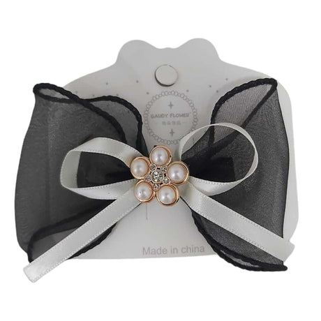 Black Flower Bow Hairpins