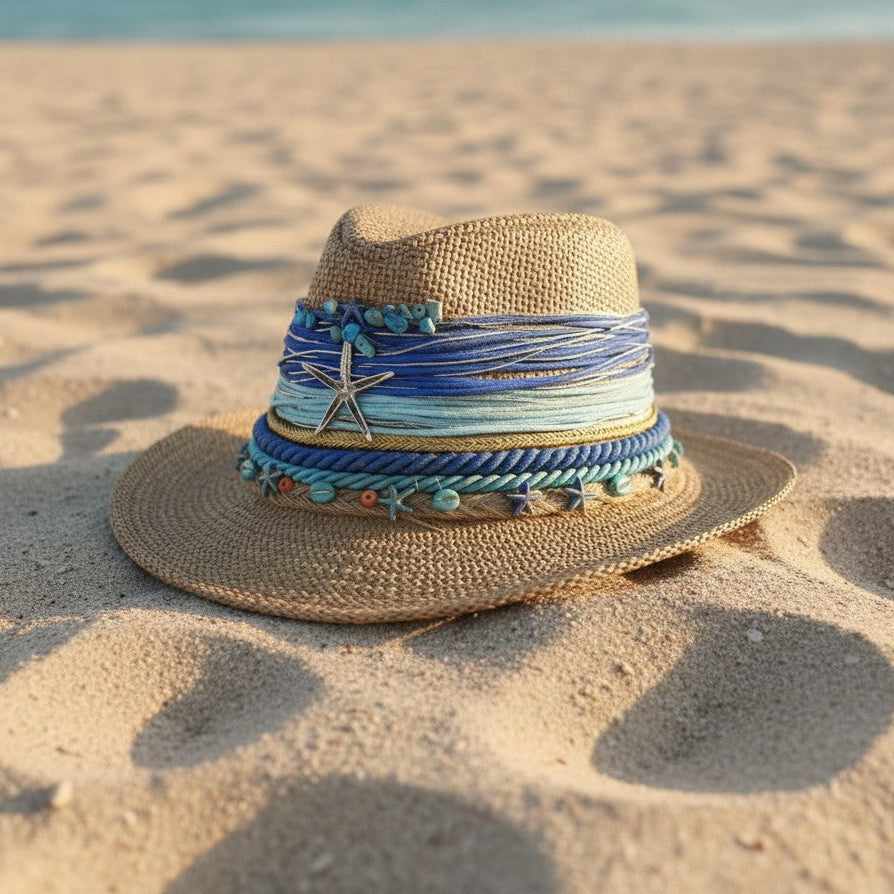 Blue Starfish Straw Fedora