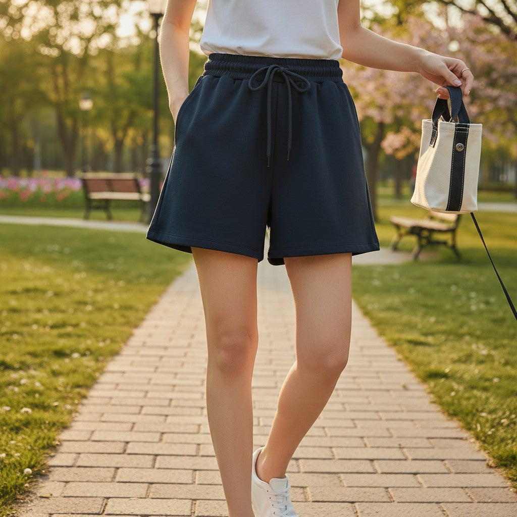 Navy drawstring shorts for women with deep side pockets, Jack Gifts Online Lebanon