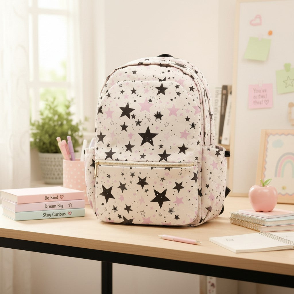 Black and Pink Star Backpack