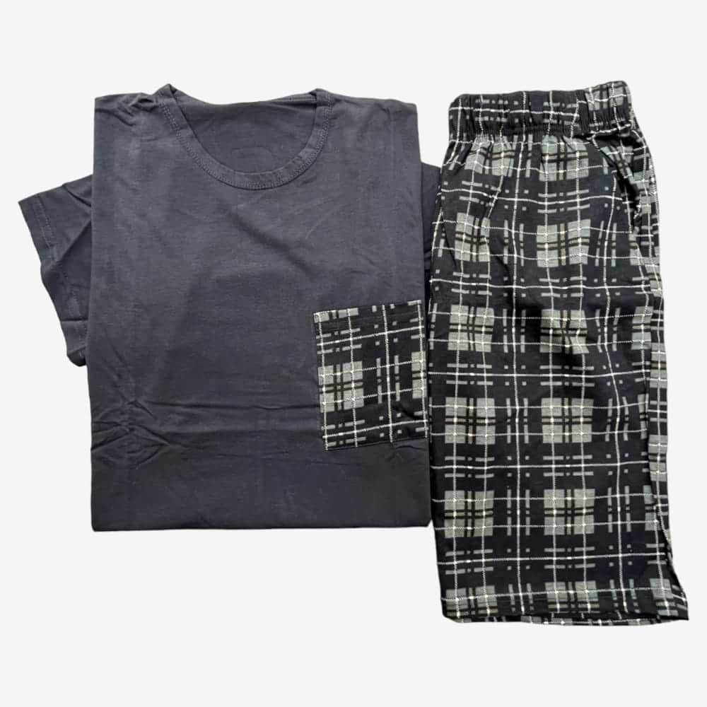 Dark Blue Squared Pattern Short PJ