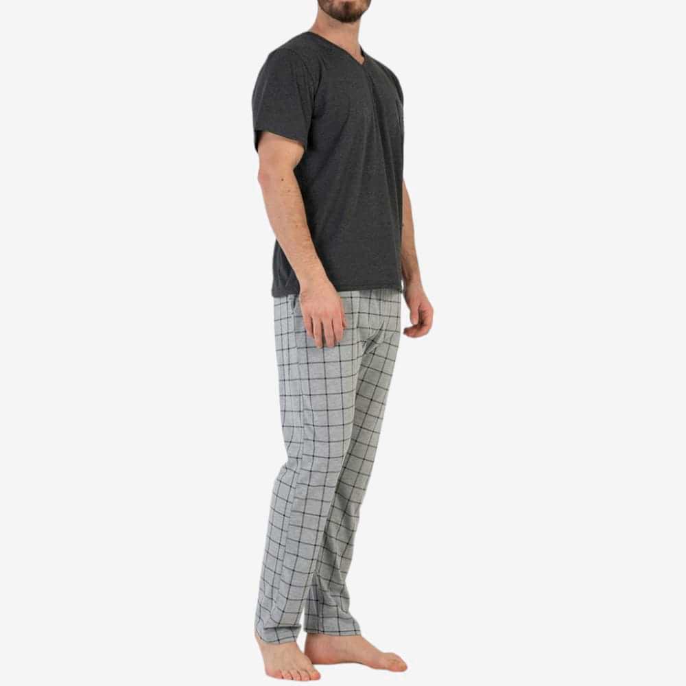 Dark Grey Anthracite Plaid Pattern PJ