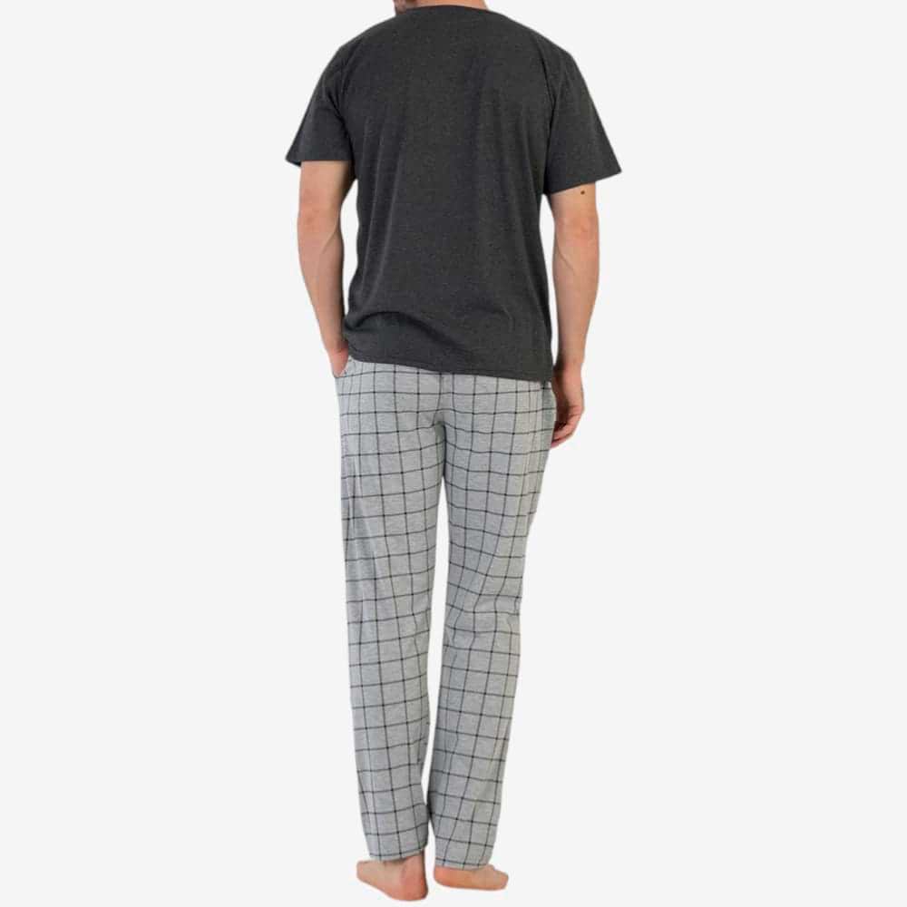 Dark Grey Anthracite Plaid Pattern PJ