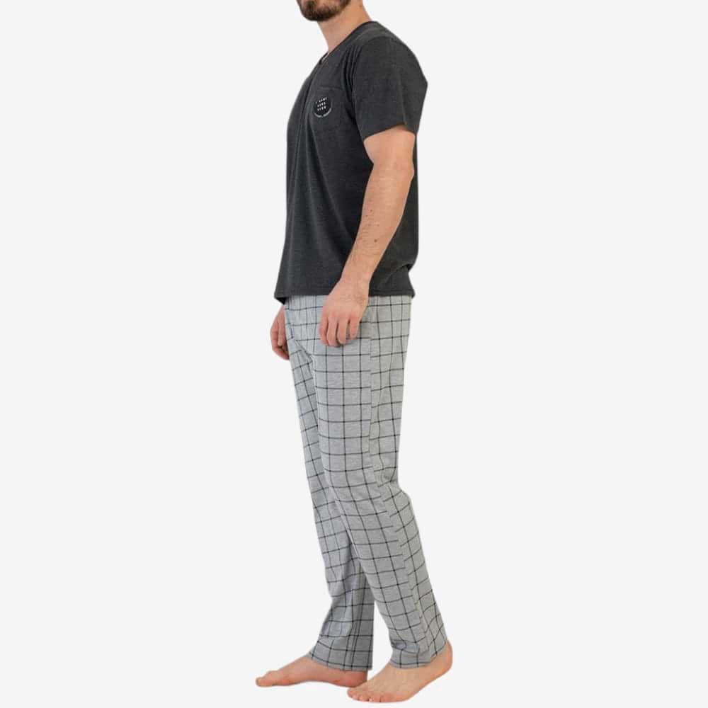 Dark Grey Anthracite Plaid Pattern PJ