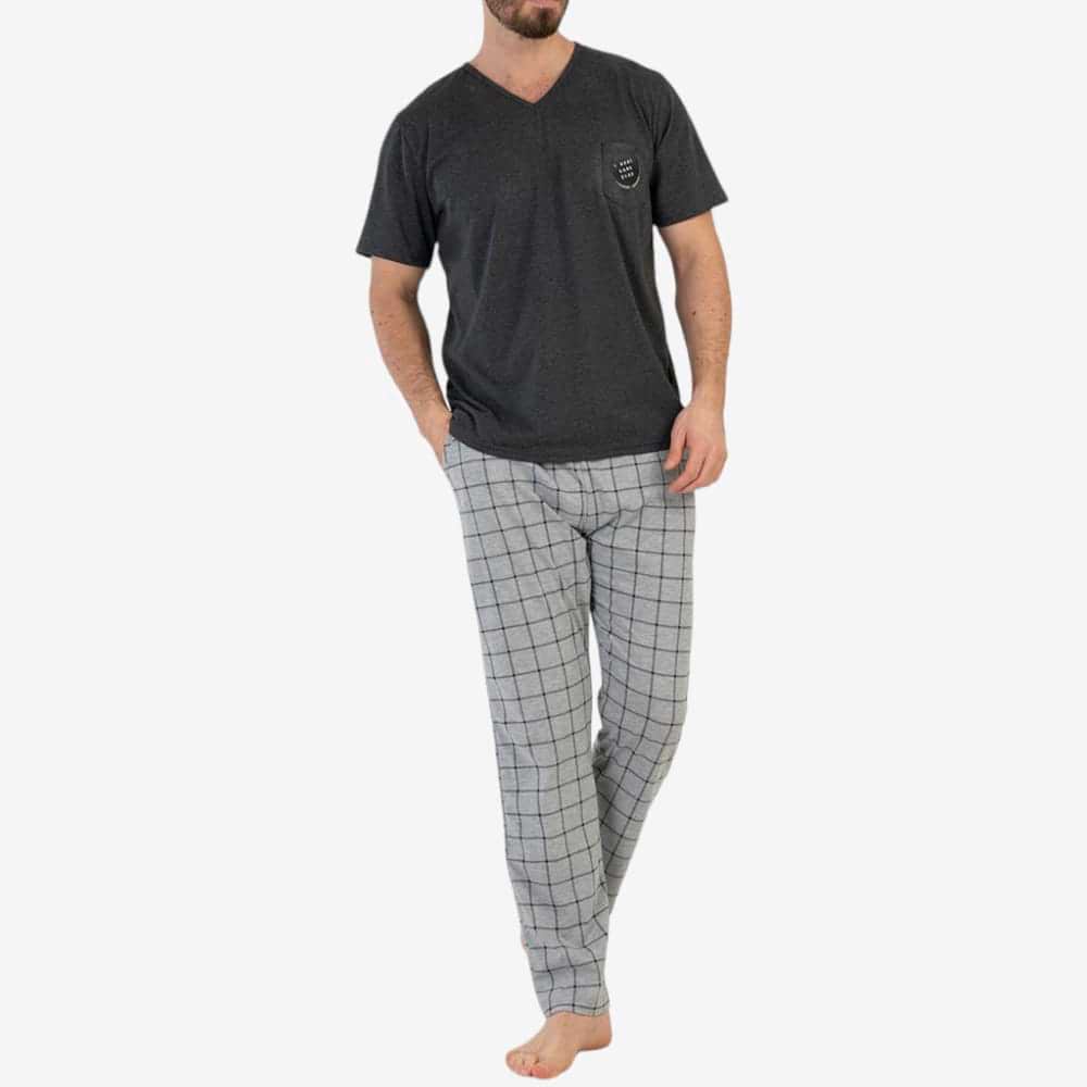 Dark Grey Anthracite Plaid Pattern PJ