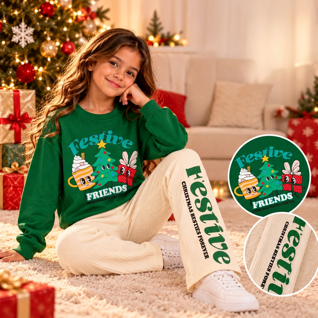 Green Festive Friends Christmas Kids Set