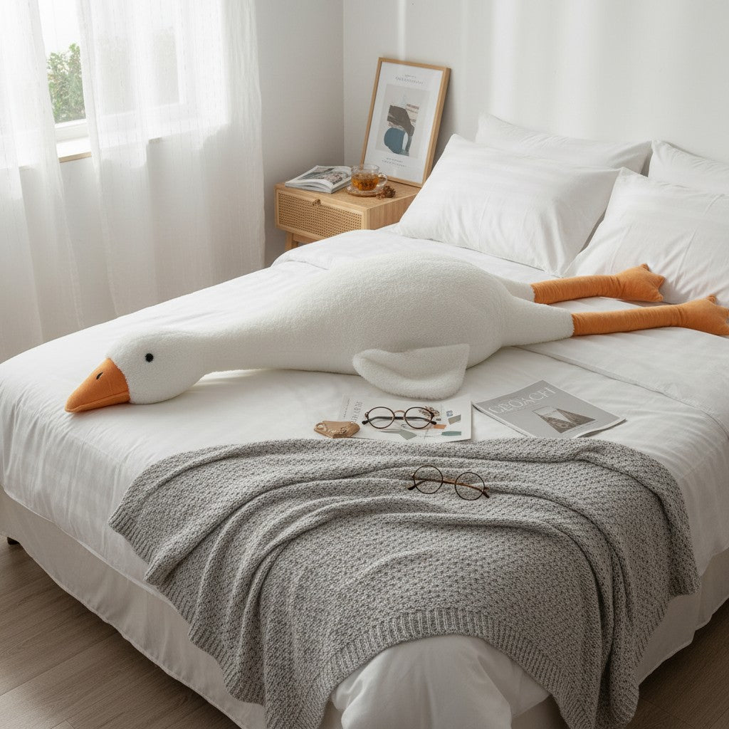 Extra large 170cm goose body pillow plush with an orange beak