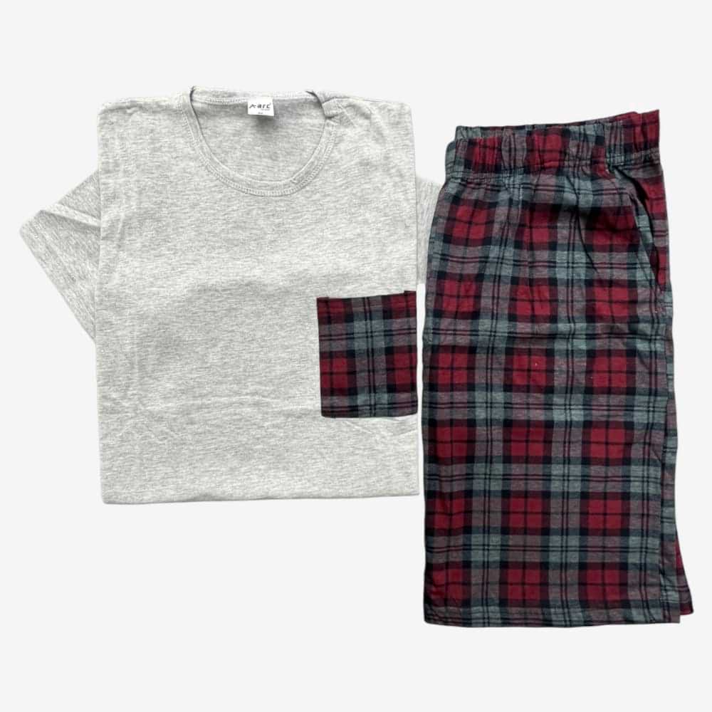 Grey Squared Pattern Short PJ
