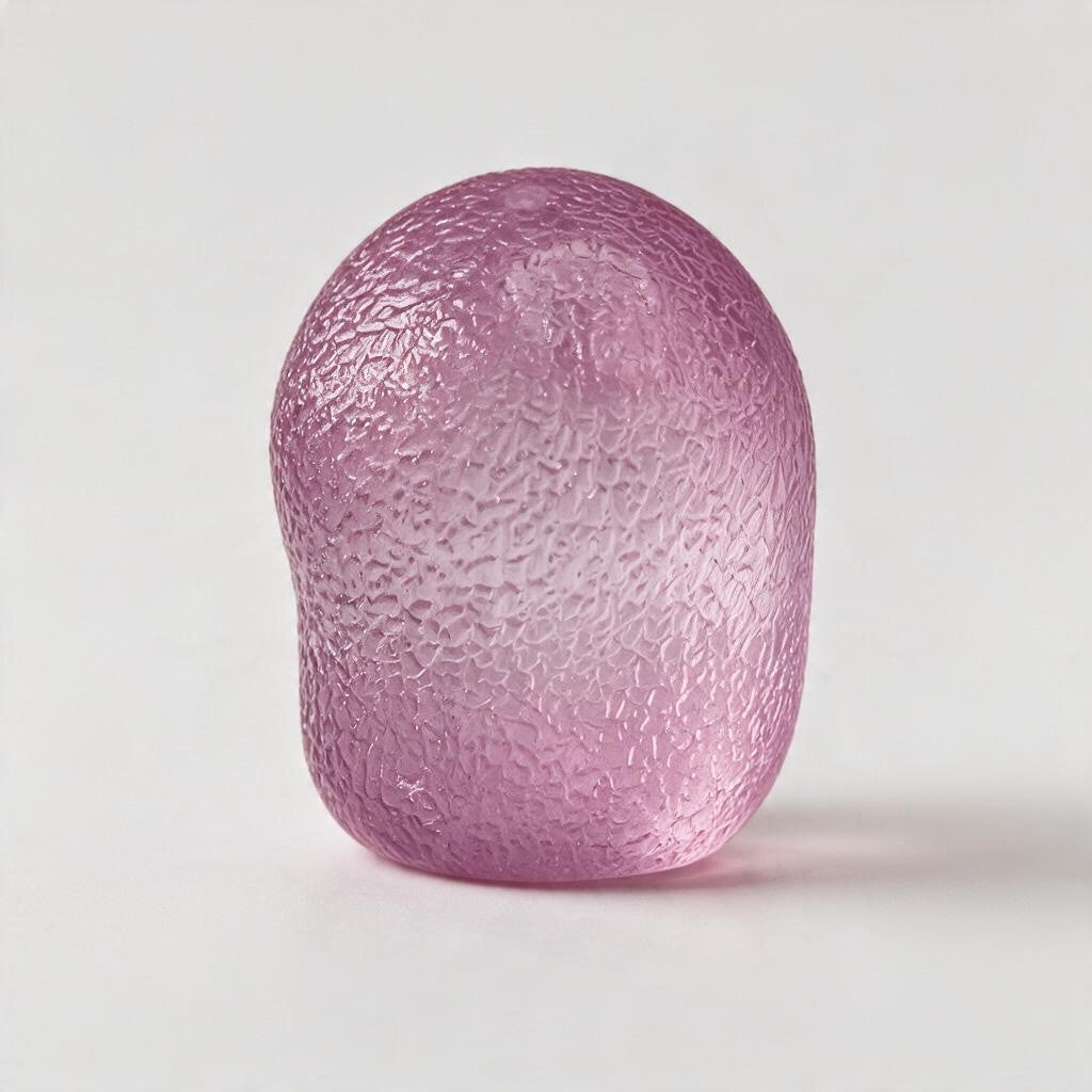 Purple gumdrop jelly squishy with a translucent frosted finish