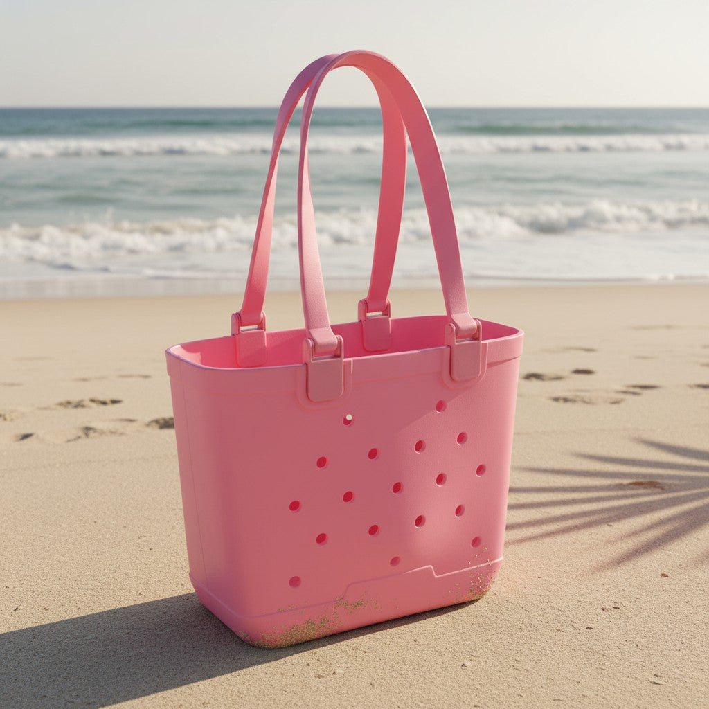 Medium hot pink EVA beach tote bag with drainage holes, Jack Gifts Lebanon