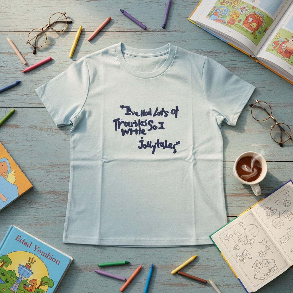 Light blue Jollytales quote women's t-shirt