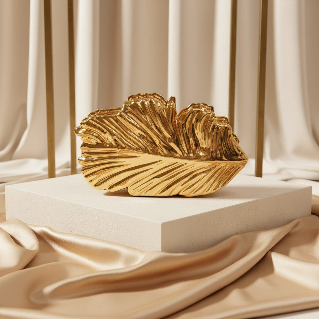 Gold leaf shaped evening clutch