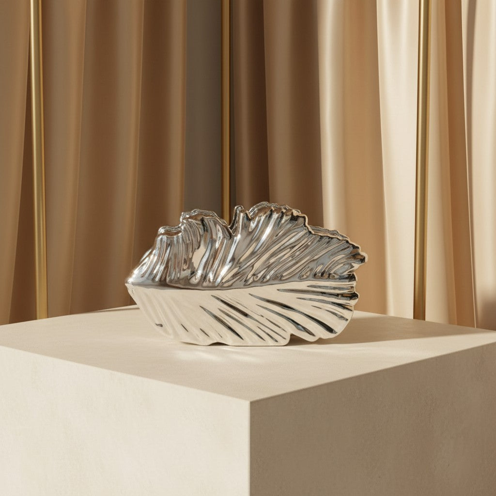 Silver leaf shaped evening clutch