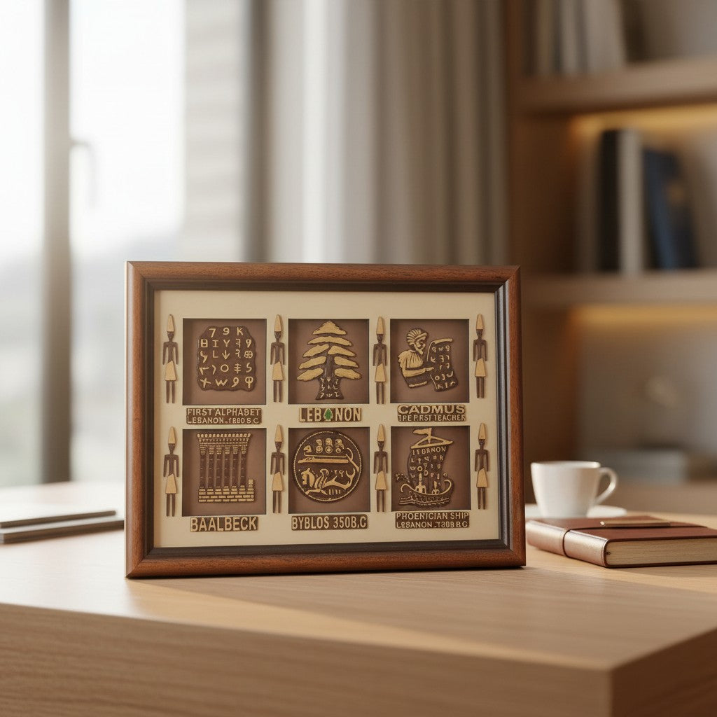 Lebanon heritage wall plaque with six bronze panels, Jack Gifts Online Lebanon