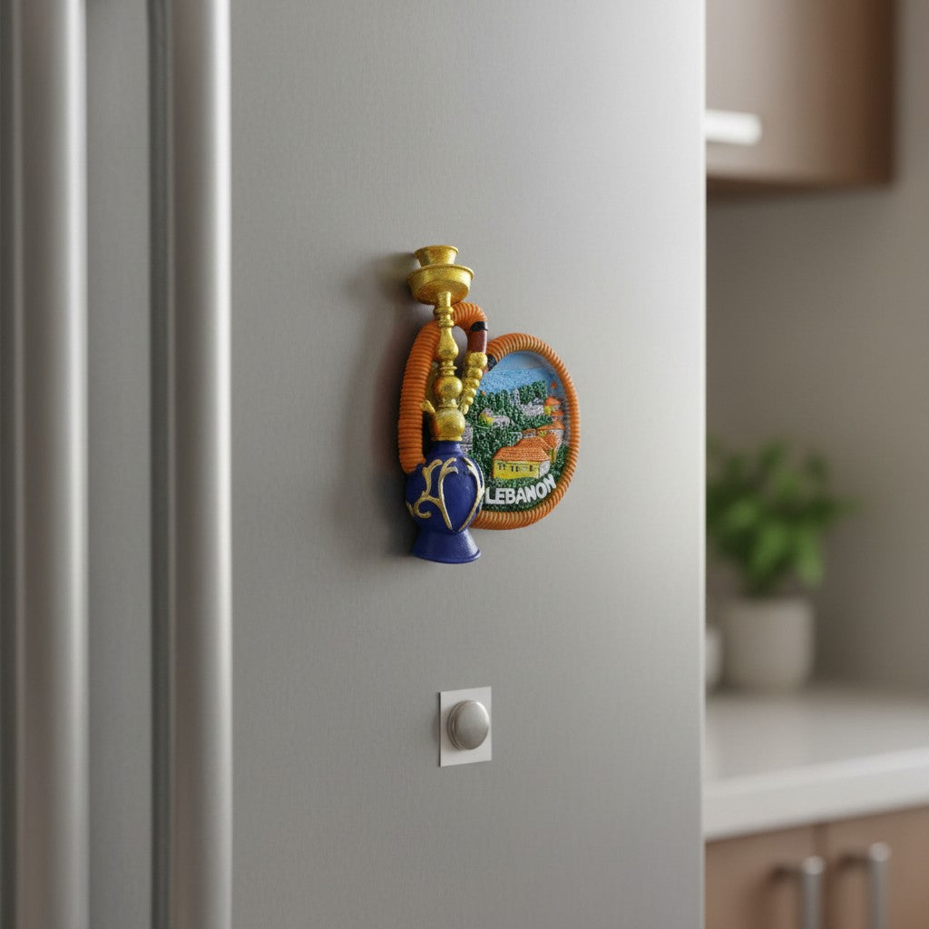 Blue and gold hookah Lebanon souvenir fridge magnet, Jack Gifts Online Lebanon