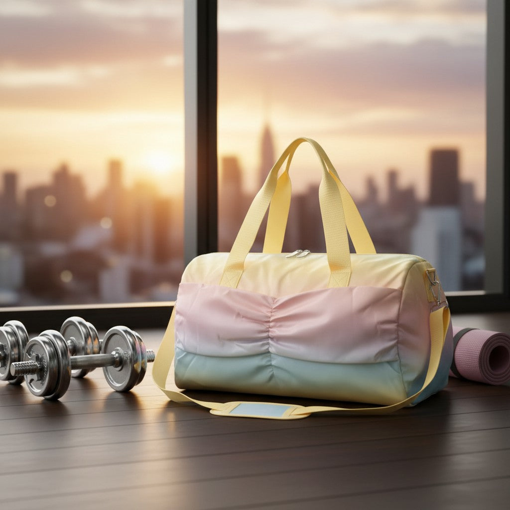 Pastel ombre gym duffel bag with lemon yellow straps, Jack Gifts Online Lebanon