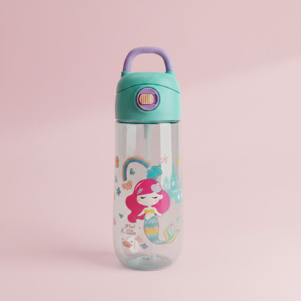 Kids mermaid water bottle with pop up straw lid, Jack Gifts Online Lebanon
