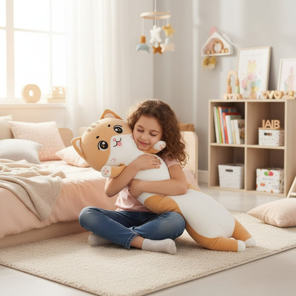 Orange and white cat long body pillow plush toy, Jack Gifts Online Lebanon