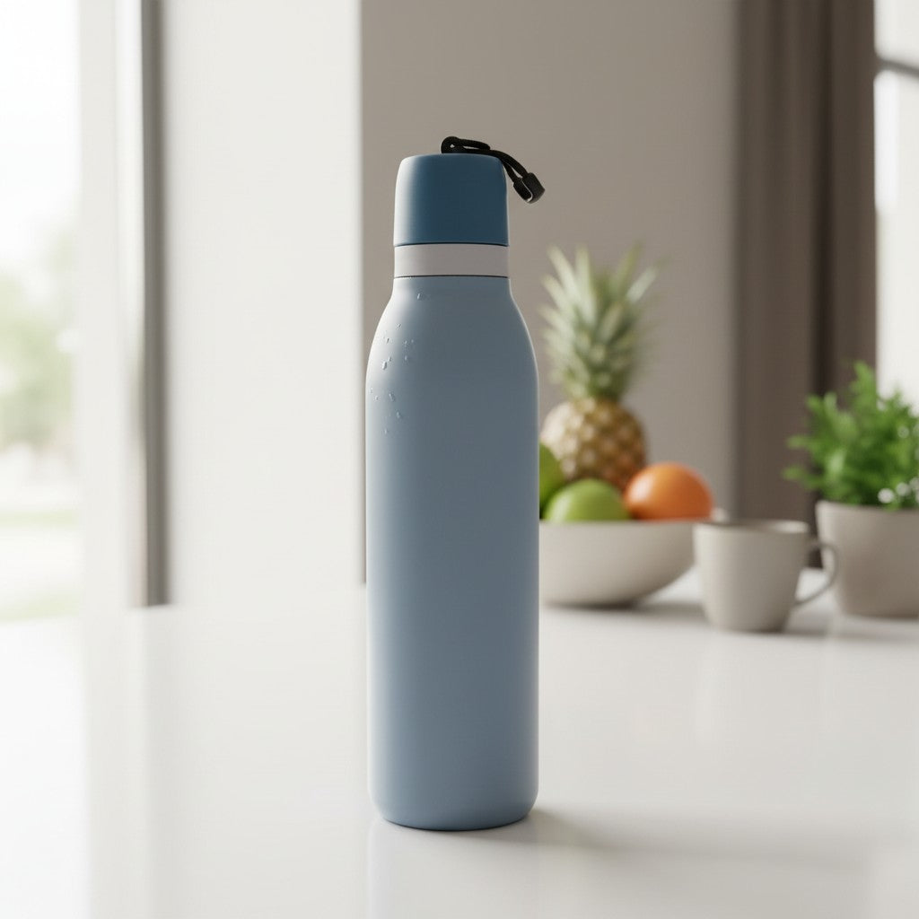Matte finish insulated water bottle with contrast neck band